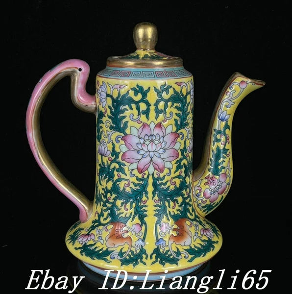 5.7'' Old Dynasty Enamel Color Porcelain Gilt Flower Bat Wine Tea Pot Flagon-