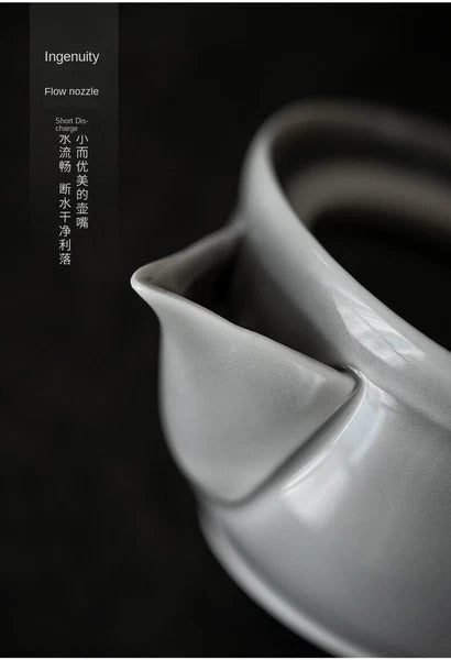 Ice Gray Enamel Pot Ceramic Kung Fu Teapot Teacup Handmade Iceberg