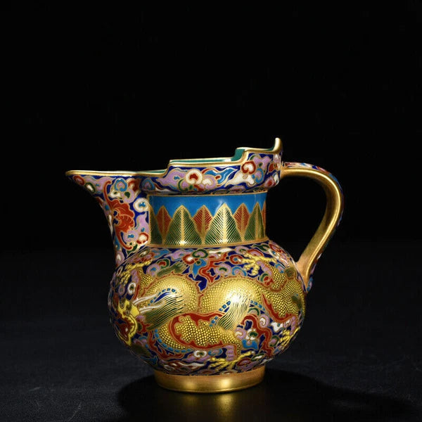 4.8" Chinese antique Qing Dynasty Qianlong Enamel Dragon pattern Monk hat pot