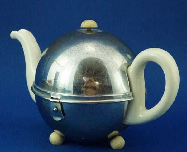 BAUSCHER WEIDEN Thermal teapot 1900 porcelain metal Germany Decò XX