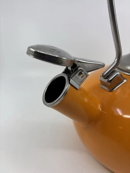 Chantal Orange Enamel on Steel Whistling Tea Kettle Pot 1.8 Quart Nice!