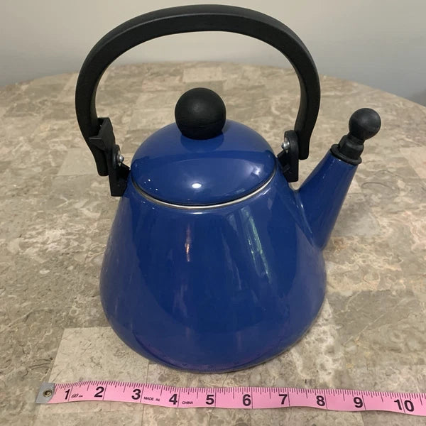 Le Creuset Whistling Tea Pot Kettle 1.6 L Liter 1.7 Qt Quart Blue Enamel Teapot!