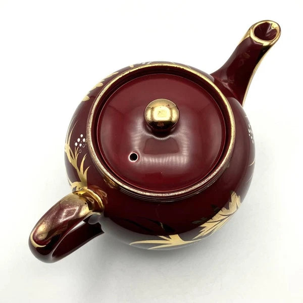 Vintage Gibson’s Burgundy Maroon Gilt & White Enamelled Teapot