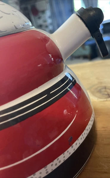 ROSCHO Jolly Santa Claus Enamel Whistling Tea Pot Kettle Holiday 3 Qt Christmas