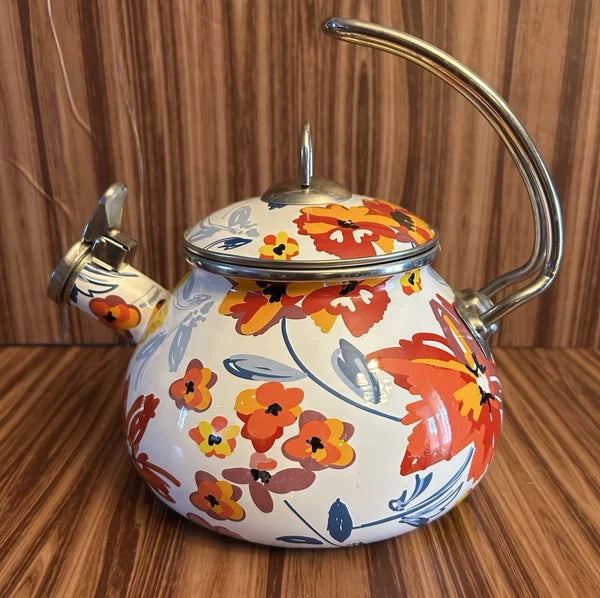 Crofton 2.3 qt Spring Floral Enameled Whistling Tea Kettle