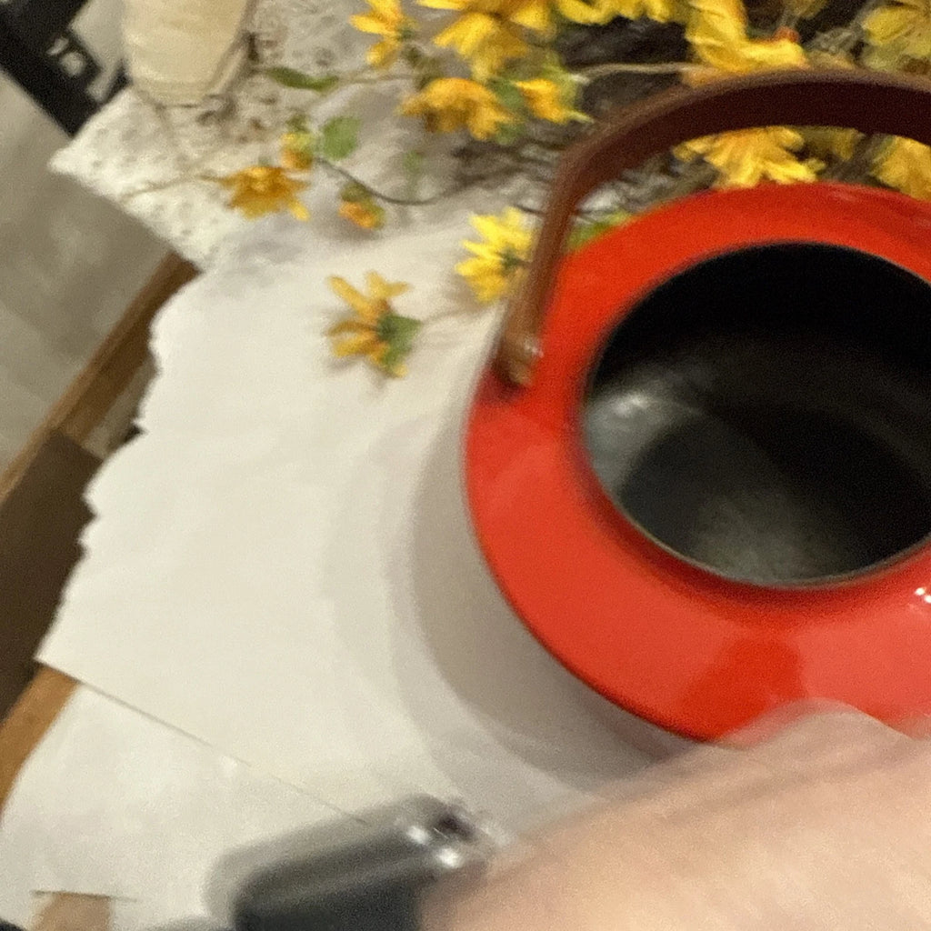 Vtg Copco Spain Michael Lax Red Enamel Tea Kettle w/Teak Handle MCM Retro Decor