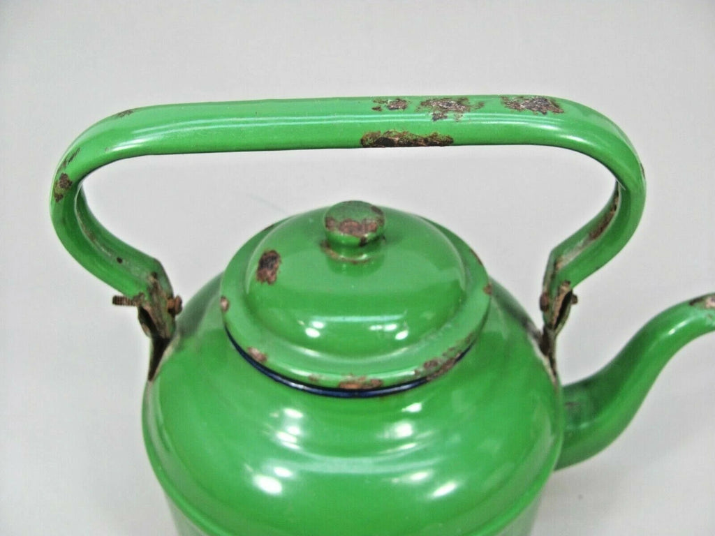 Decorative TEA POT Primitive Rustic Farmhouse Decor Green Enamel