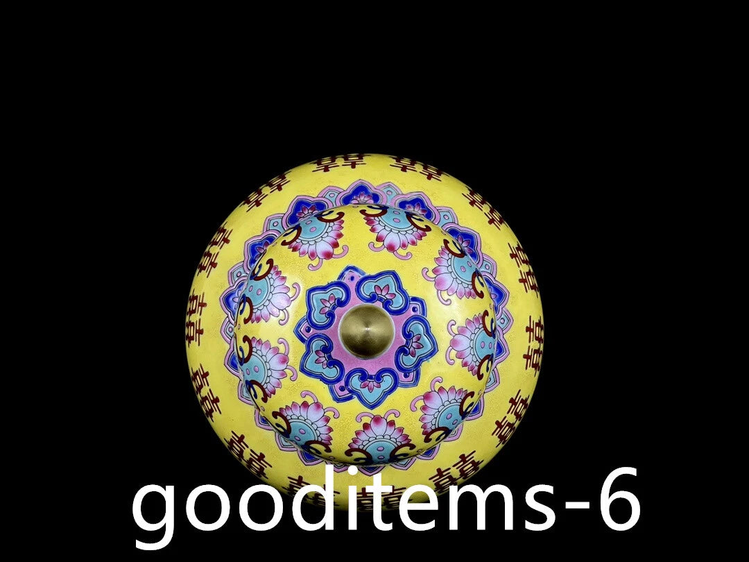 6.6"China Porcelain Qing Qianlong Enamel Color Double Happiness Pattern Tea Can