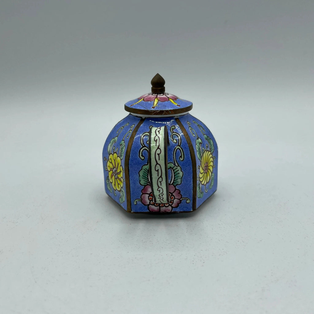 Collectible Enamel Teapot with Wood Box, Amanda Smith Gifts