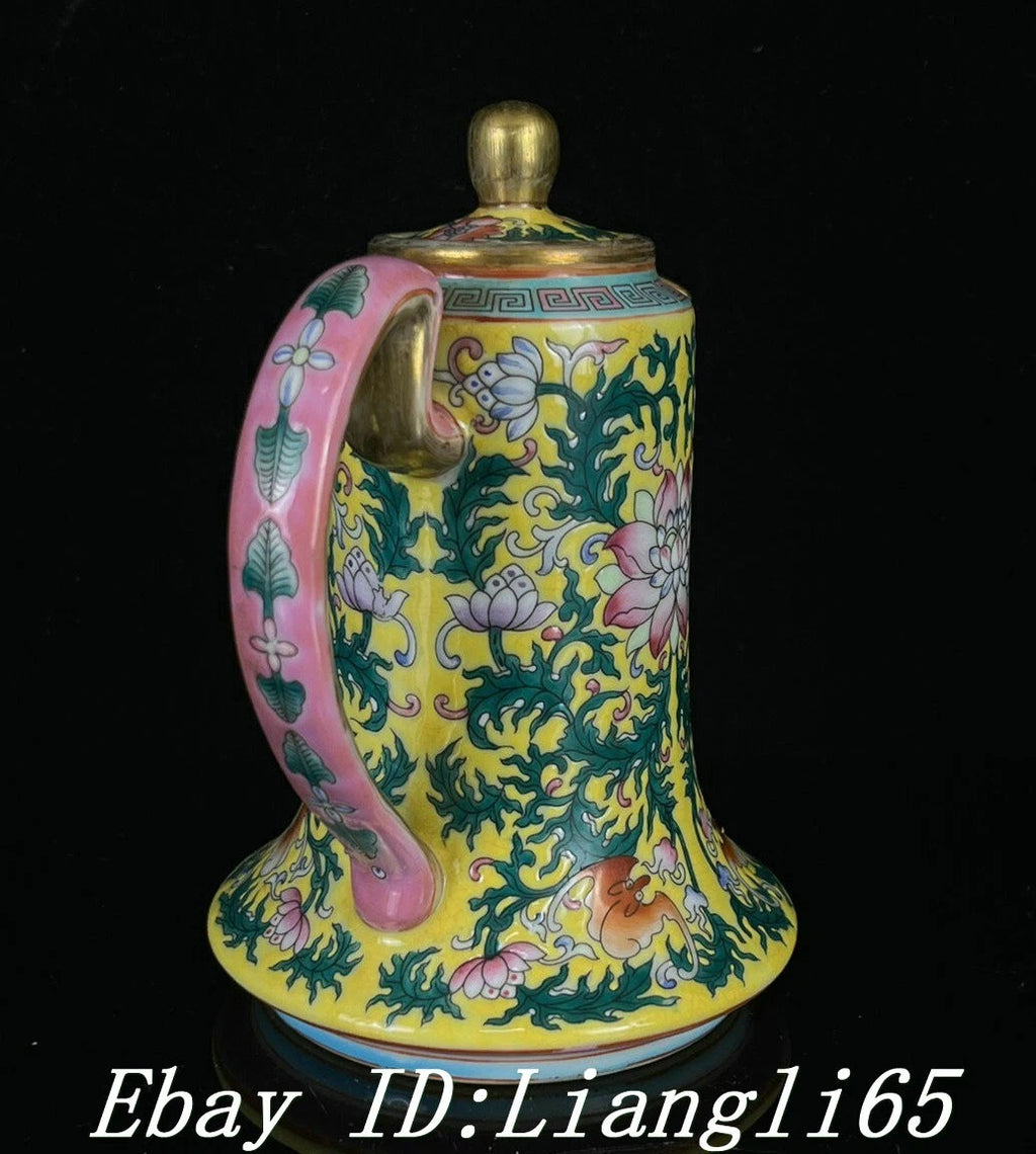 5.7'' Old Dynasty Enamel Color Porcelain Gilt Flower Bat Wine Tea Pot Flagon-