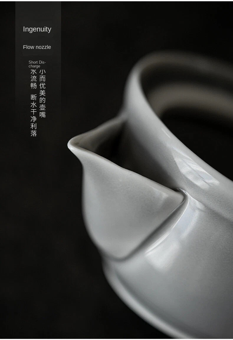 Ice Gray Enamel Pot Ceramic Kung Fu Teapot Teacup Handmade Iceberg