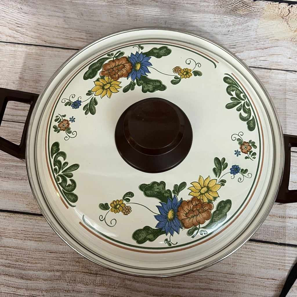 Vtg Enamelware Cookware Pans Tea Kettle 7-piece Set Mid Century European Design