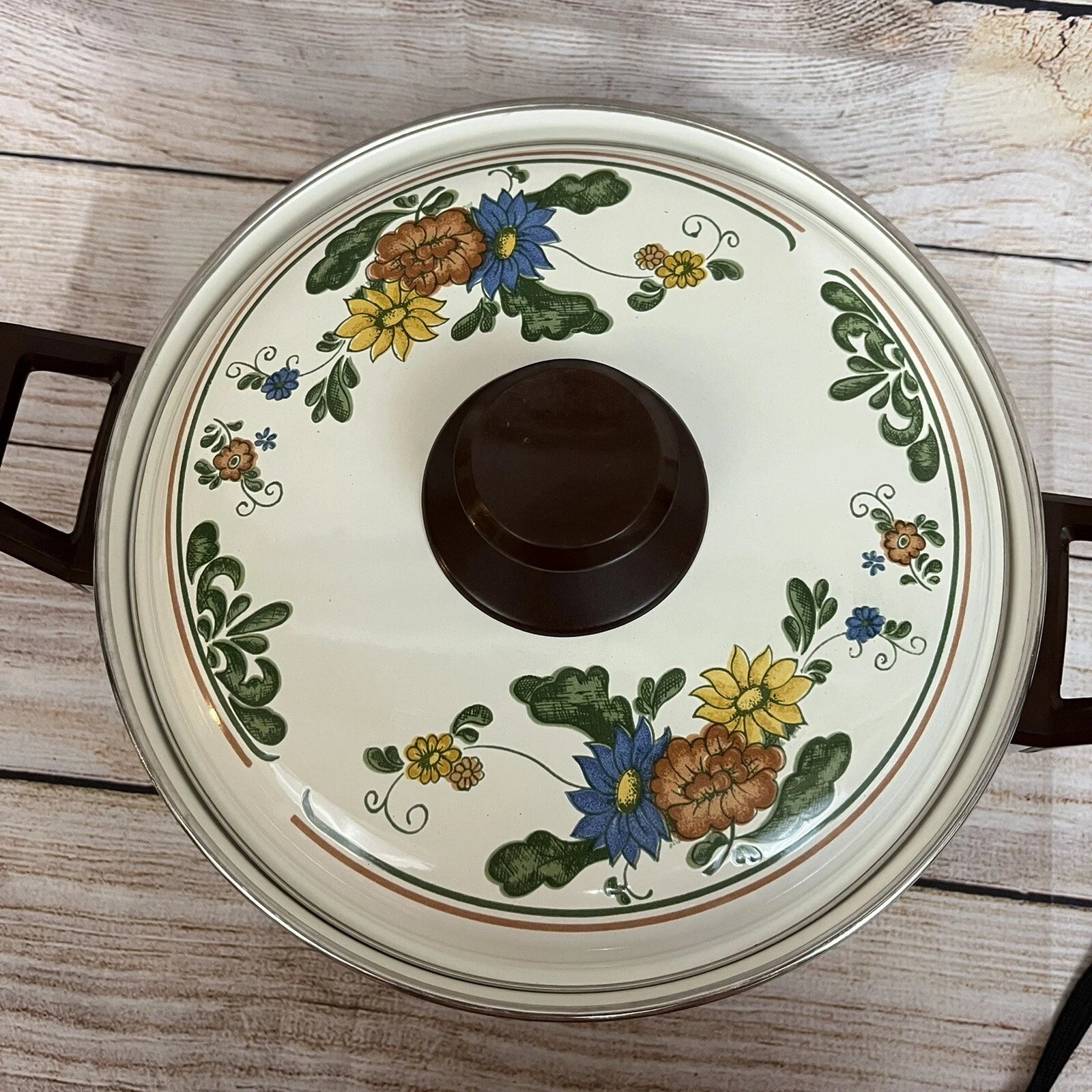 Vtg Enamelware Cookware Pans Tea Kettle 7-piece Set Mid Century European Design