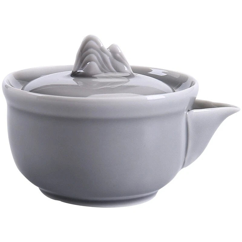 Ice Gray Enamel Pot Ceramic Kung Fu Teapot Teacup Handmade Iceberg