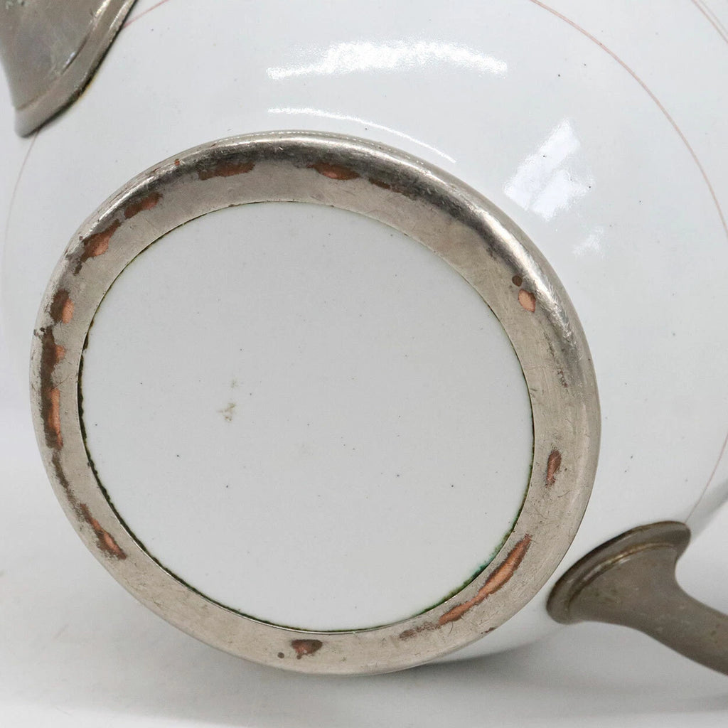 Antique American Manning, Bowman & Co. Pewter & Enamel Teapot c. 1880