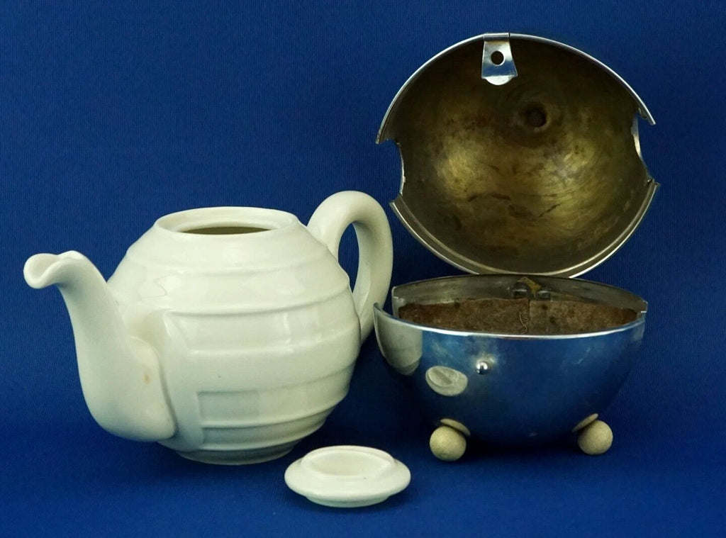 BAUSCHER WEIDEN Thermal teapot 1900 porcelain metal Germany Decò XX