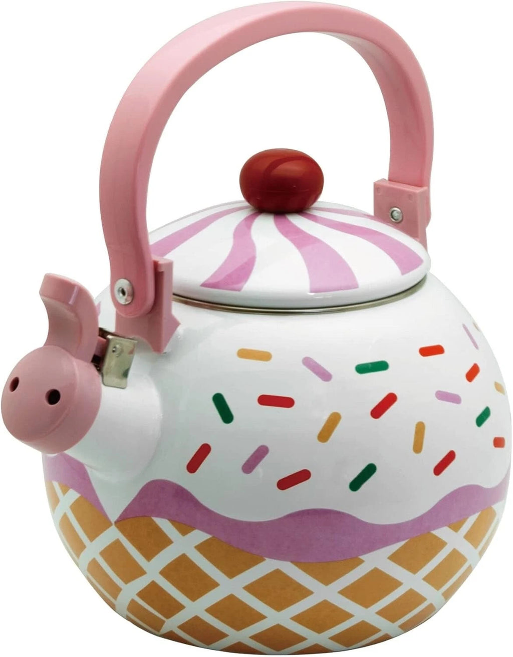 Enameled 1.7 Quart Enamel-on-Steel Whistling Tea Kettle ( Strawberry Cupcake )