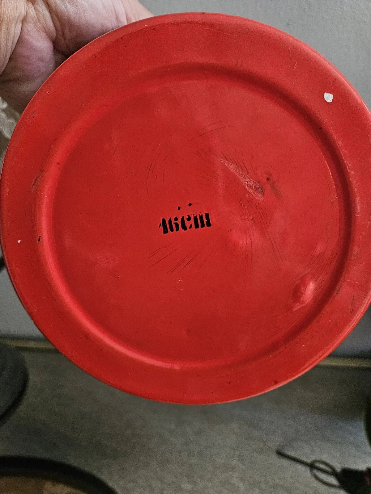 Vintage Enamelware Polka Dot Teapot / Mid Century Enamel Kettle