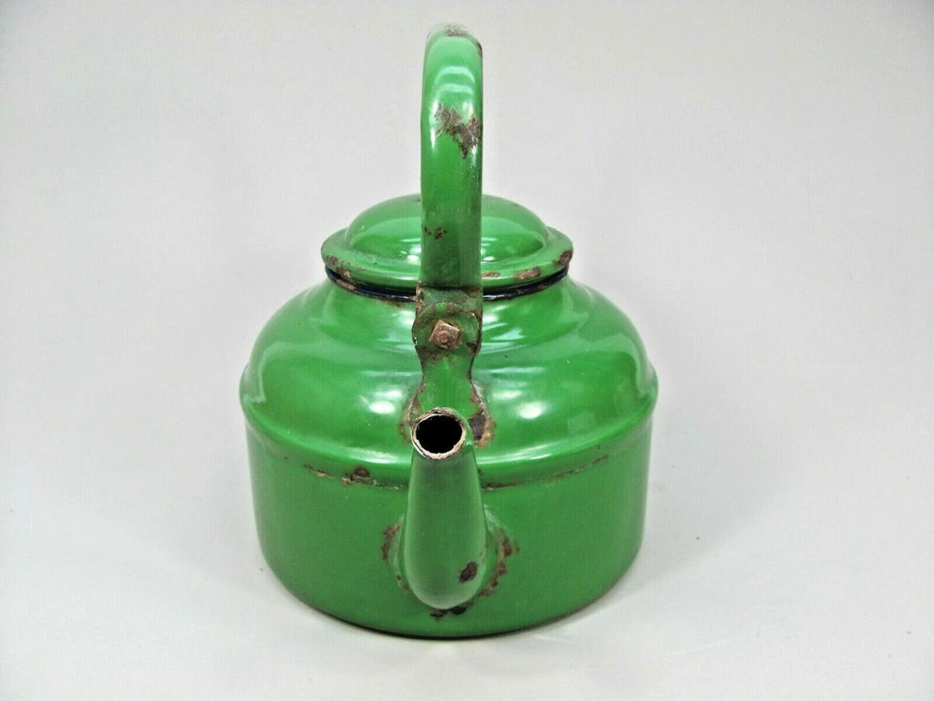 Decorative TEA POT Primitive Rustic Farmhouse Decor Green Enamel