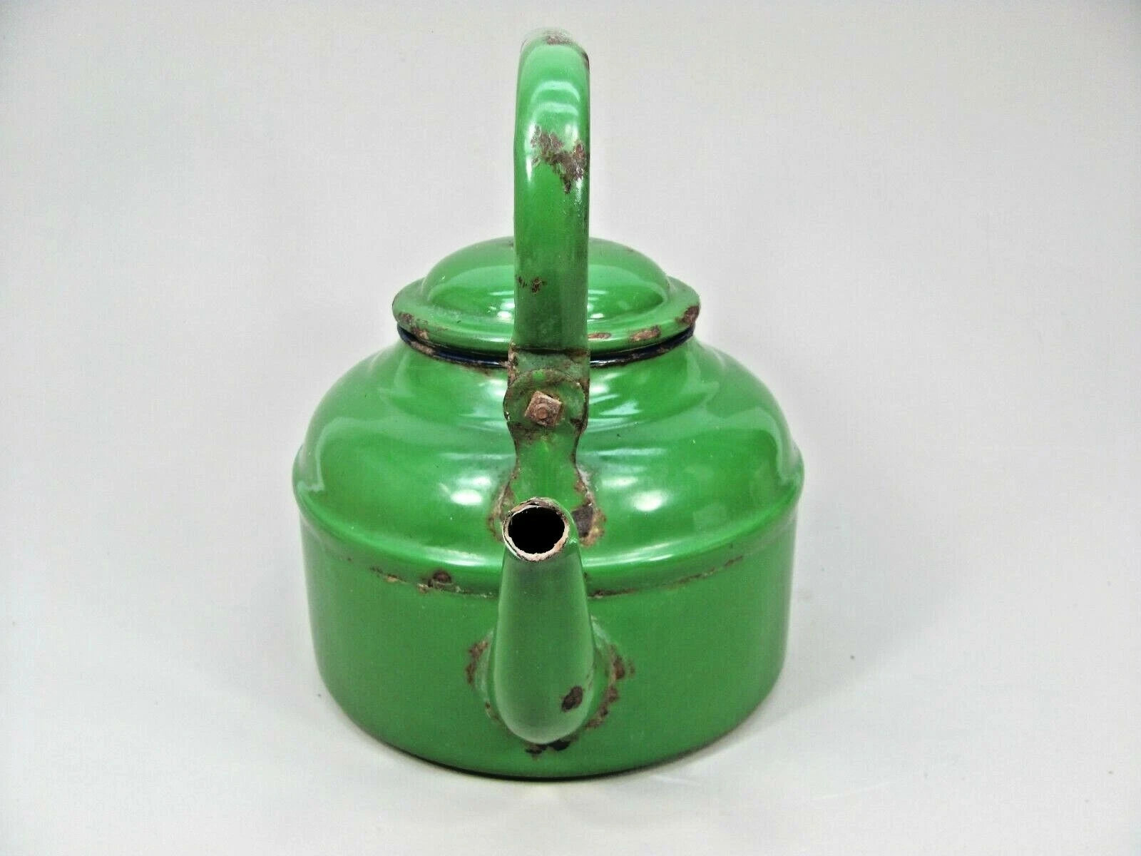 Decorative TEA POT Primitive Rustic Farmhouse Decor Green Enamel