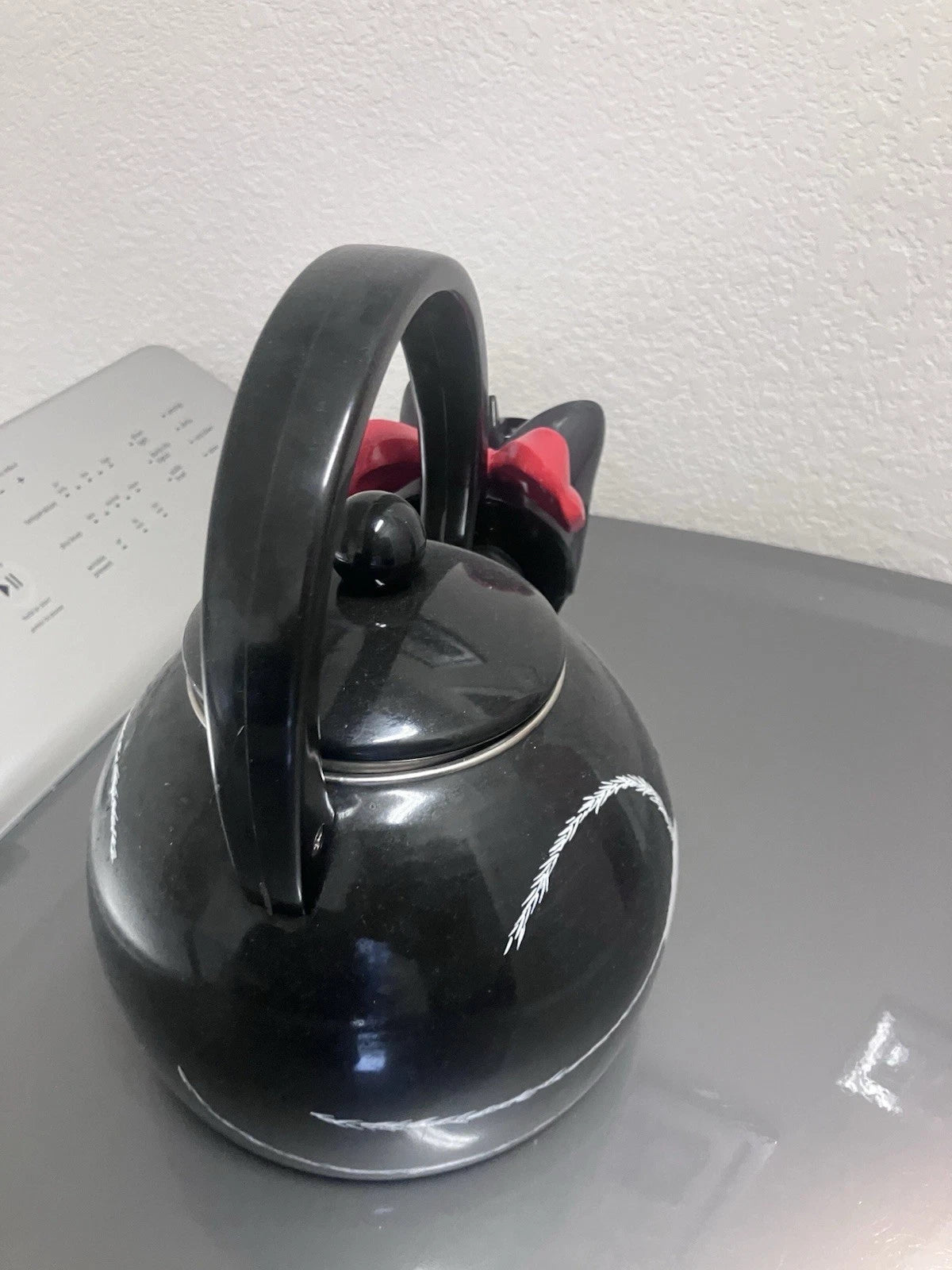 Vintage 1995 Ancona Black & White Cat Bow Tea Kettle Teapot