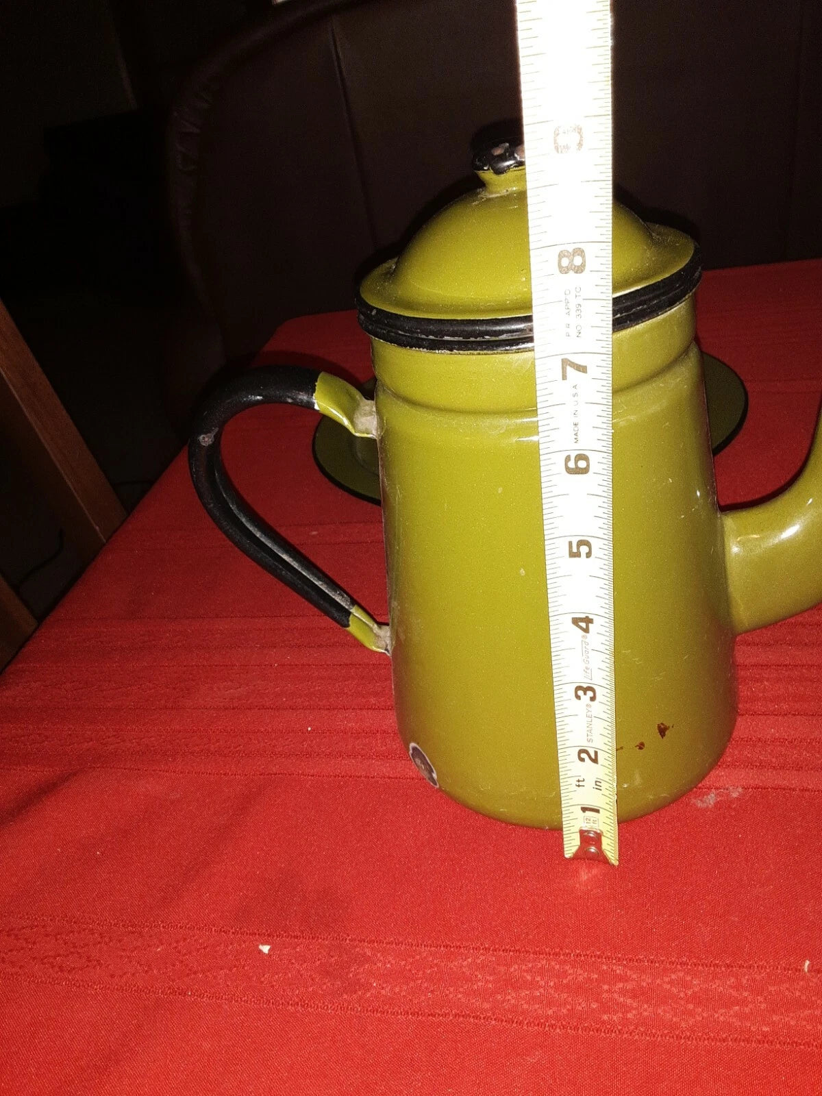 Vintage Enamel Teapot & Tray Japan