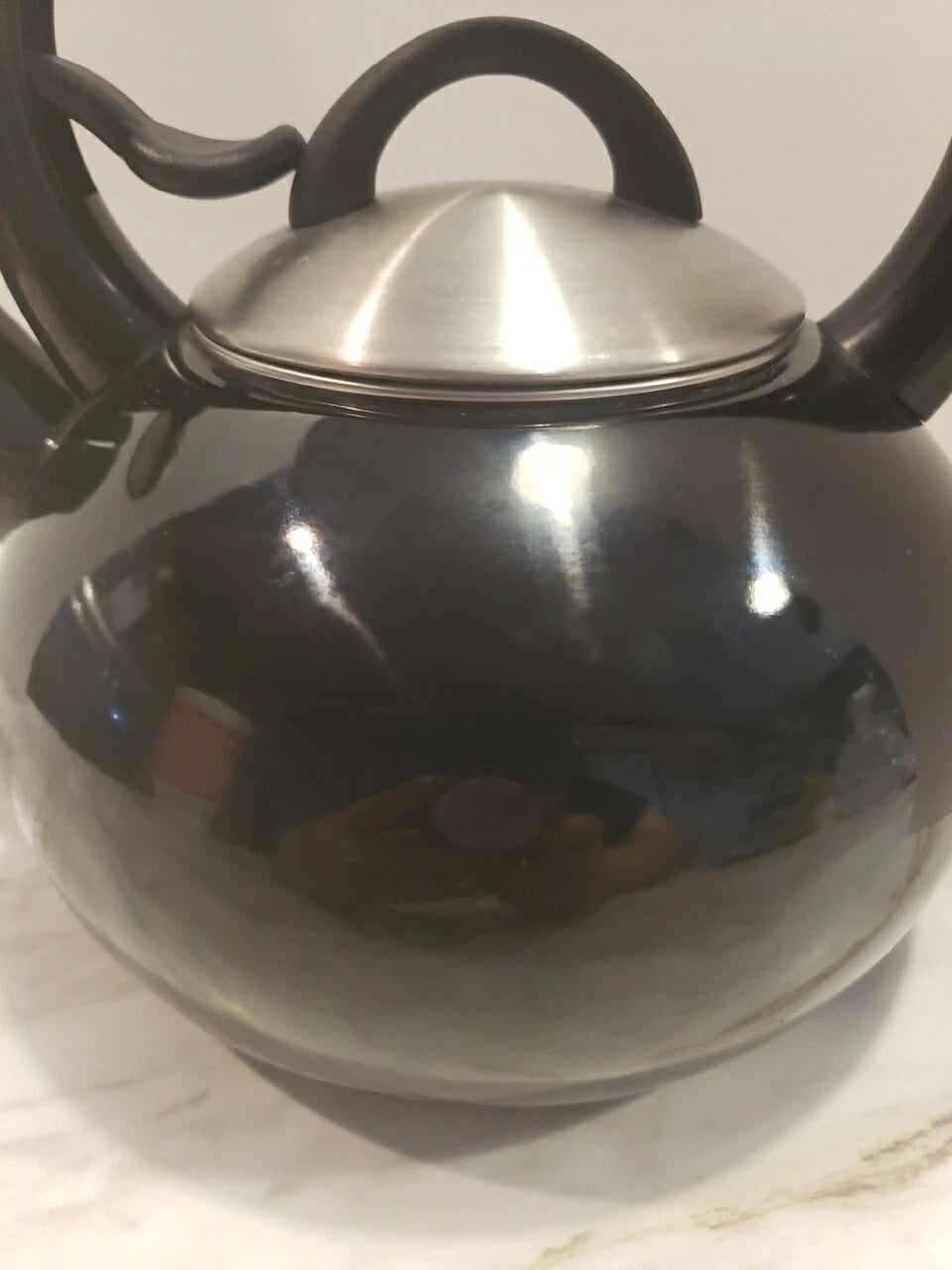 Vintage Enamel And Stainless Steel Whistling Tea Pot Kettle Made In  Thailand