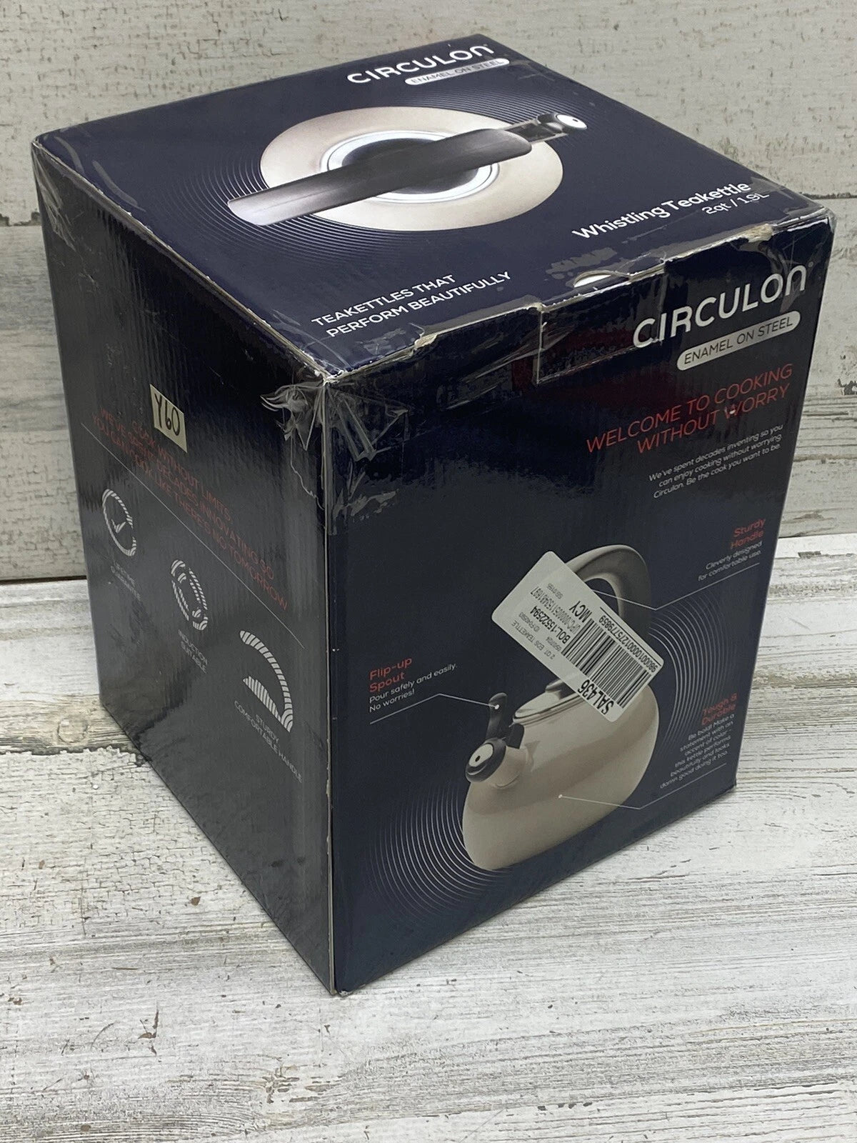 Circulon Enamel on Steel 2 Quart Whistling Teakettle - Cream Color New