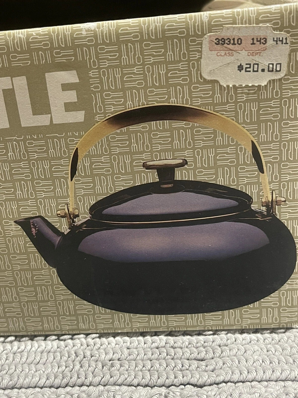 Vintage Eppicure Essentials Black Enamel Tea Kettle Brass Handle  Modern MCM New