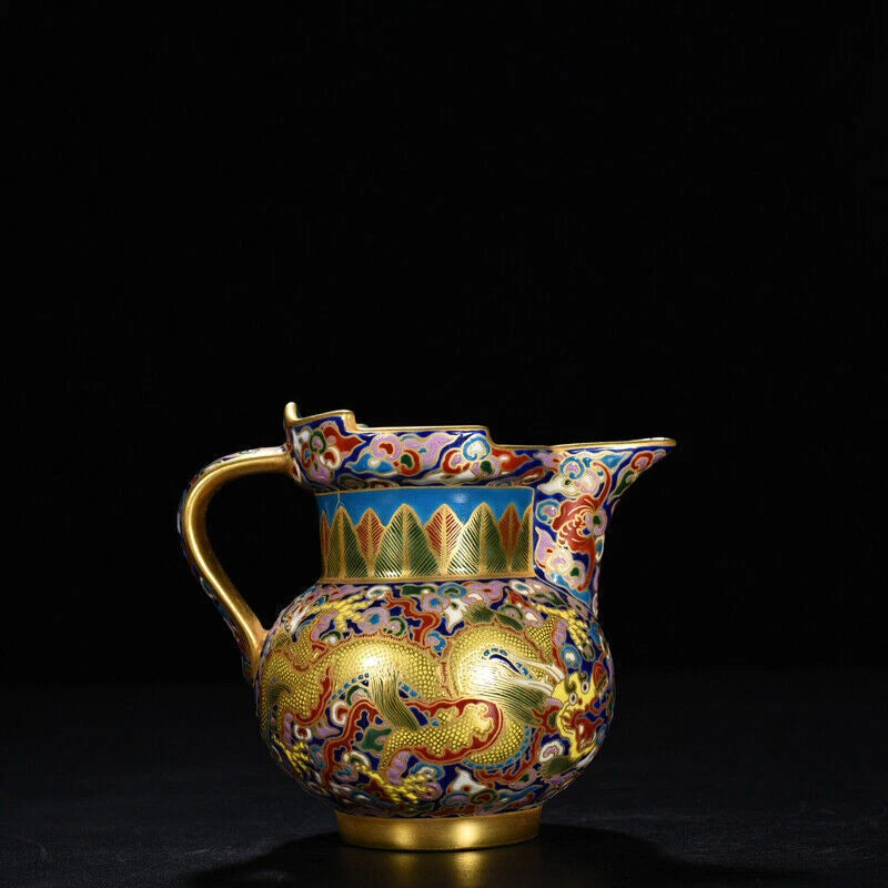 4.8" Chinese antique Qing Dynasty Qianlong Enamel Dragon pattern Monk hat pot