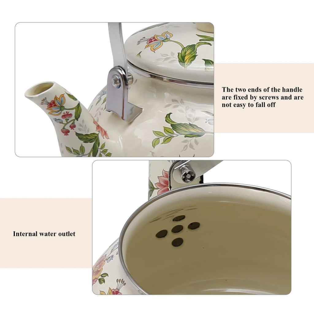 Colorful Water Kettle, Porcelain Enamel Tea Kettle 2.5L, Retro Classic Design...