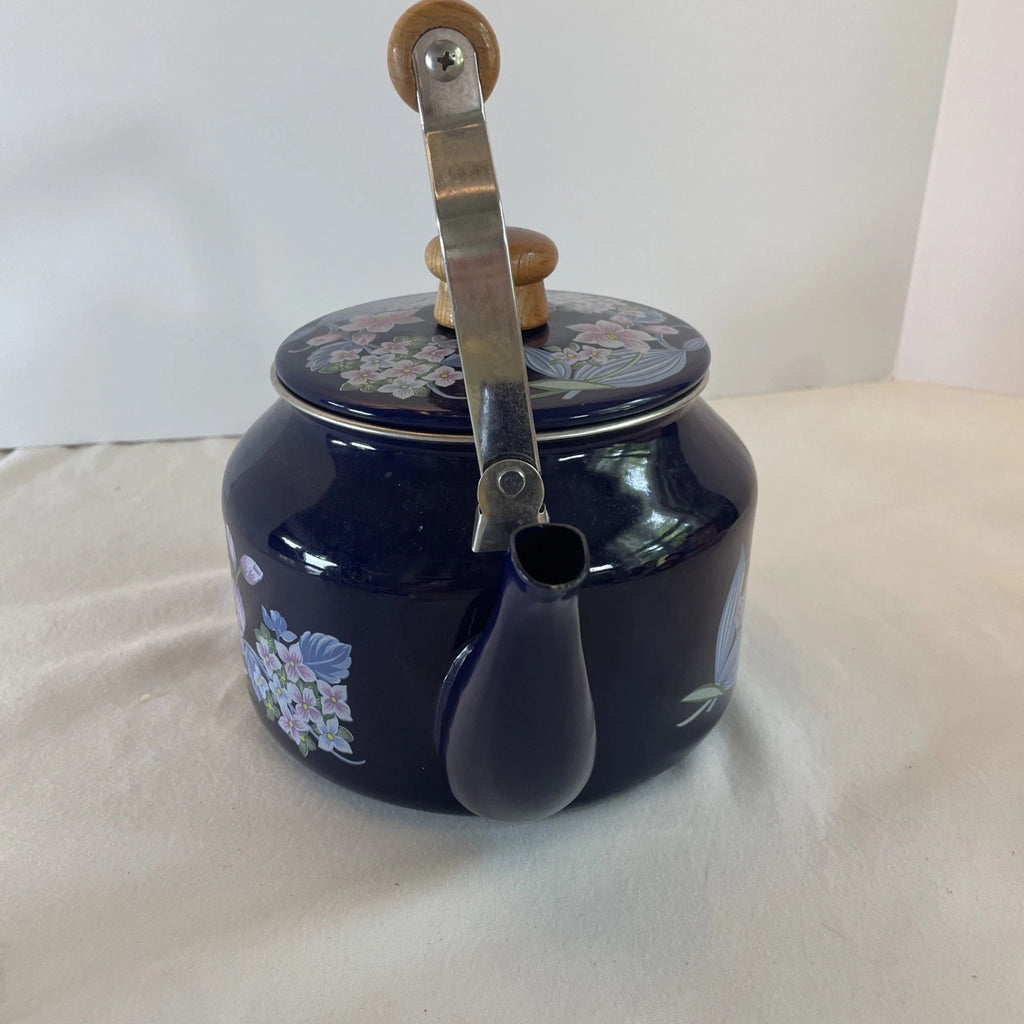 Sakura Enamel Tea Kettle Cherry Blossoms 1981 GAILSTYN-SUTTON JAPAN Vintage