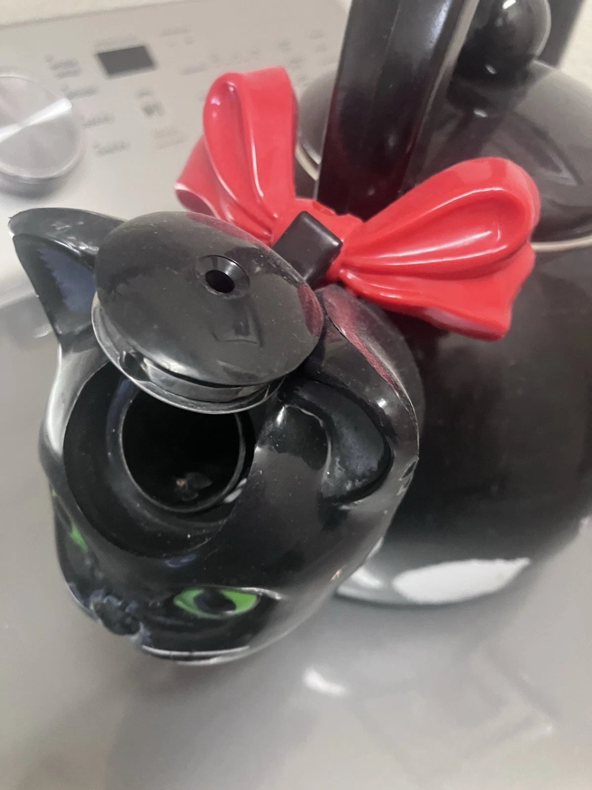 Vintage 1995 Ancona Black & White Cat Bow Tea Kettle Teapot