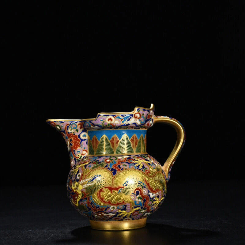 4.8" Chinese antique Qing Dynasty Qianlong Enamel Dragon pattern Monk hat pot