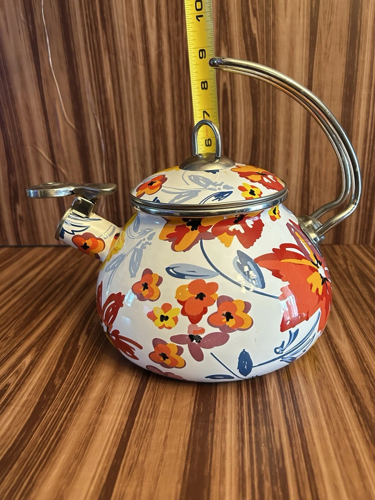 Crofton 2.3 qt Spring Floral Enameled Whistling Tea Kettle