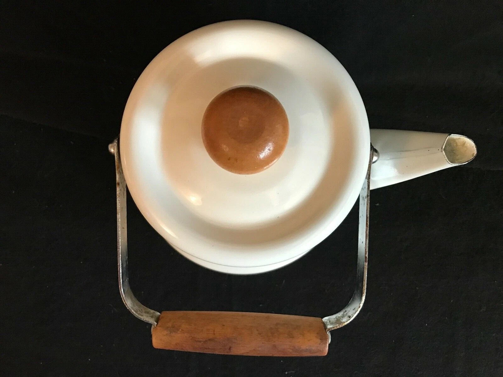 Unusual Quimper Enamel Tea Kettle,Tea Pot  French Peasants, Wood & Metal Handle