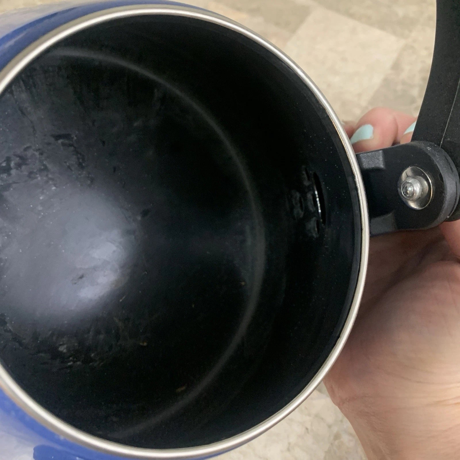 Le Creuset Whistling Tea Pot Kettle 1.6 L Liter 1.7 Qt Quart Blue Enamel Teapot!