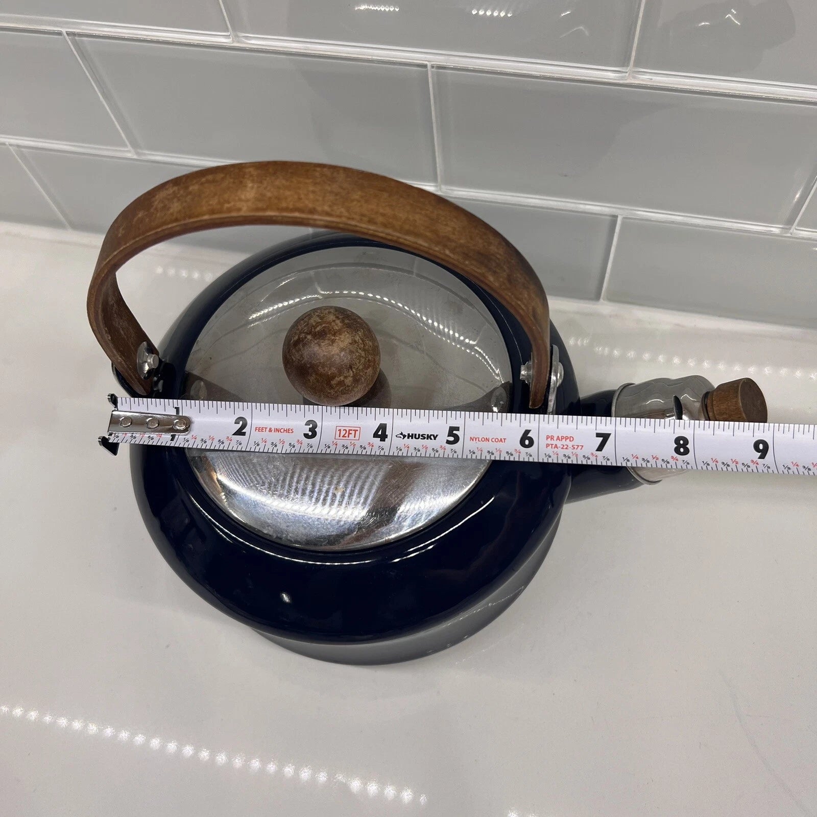 Vintage Towle Co. National Housewares 1987 Dark Blue Enamelware Teapot