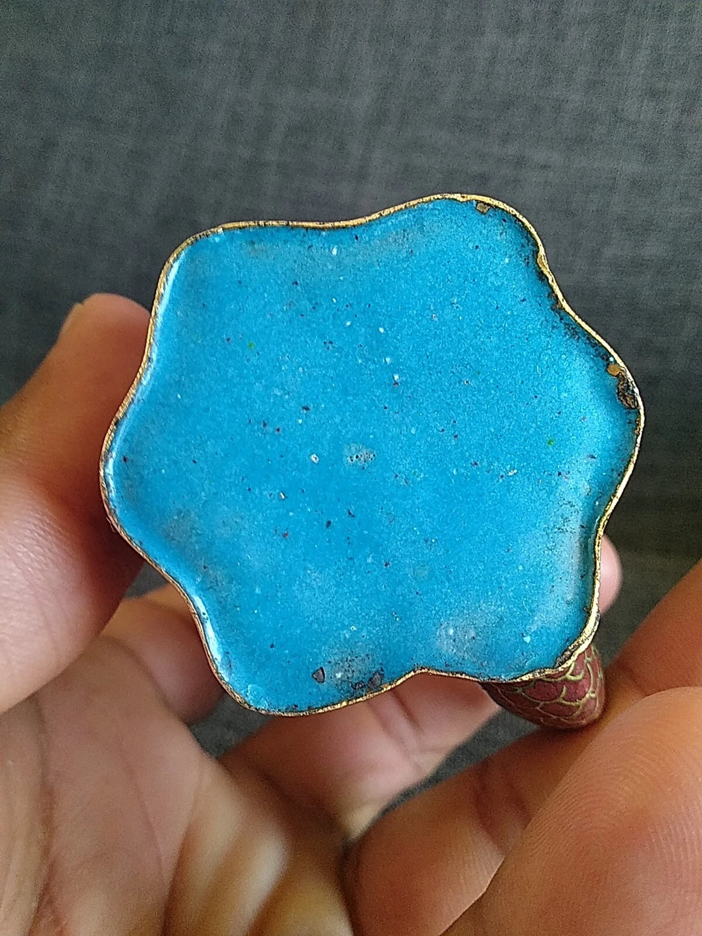 VTG CHINESE CLOISONNE BRASS AND ENAMEL BROWN  MINIATURE TEAPOT