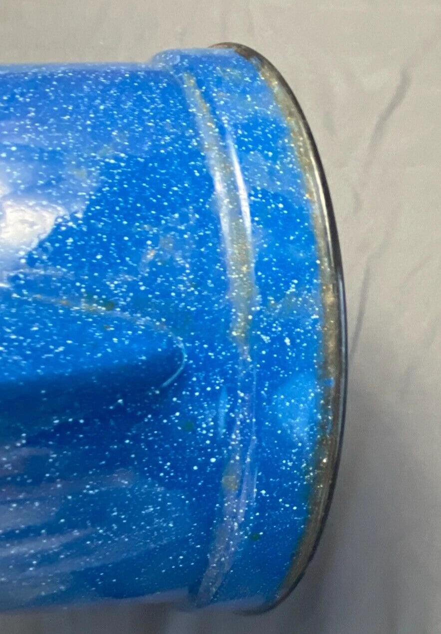 Vintage Cinsa Enamelware Blue Speckled Teapot Camping Country Kitchen Farm House