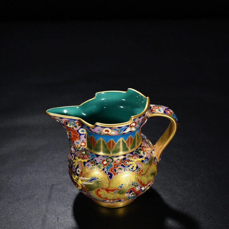 4.8" Chinese antique Qing Dynasty Qianlong Enamel Dragon pattern Monk hat pot