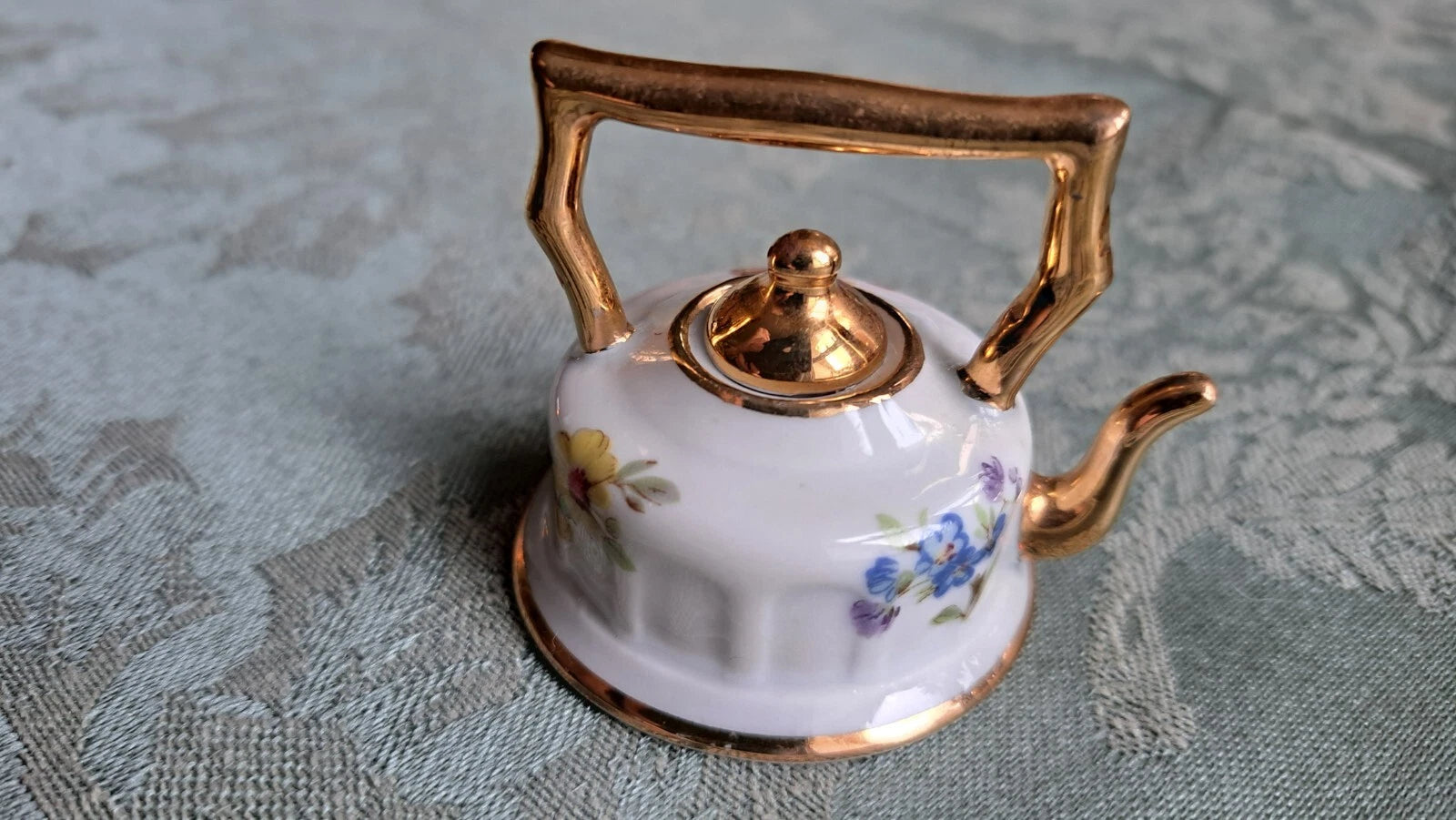 VTG Limoges France Lot Miniature Teapot Courting Couple Porcelain Piano, Basket