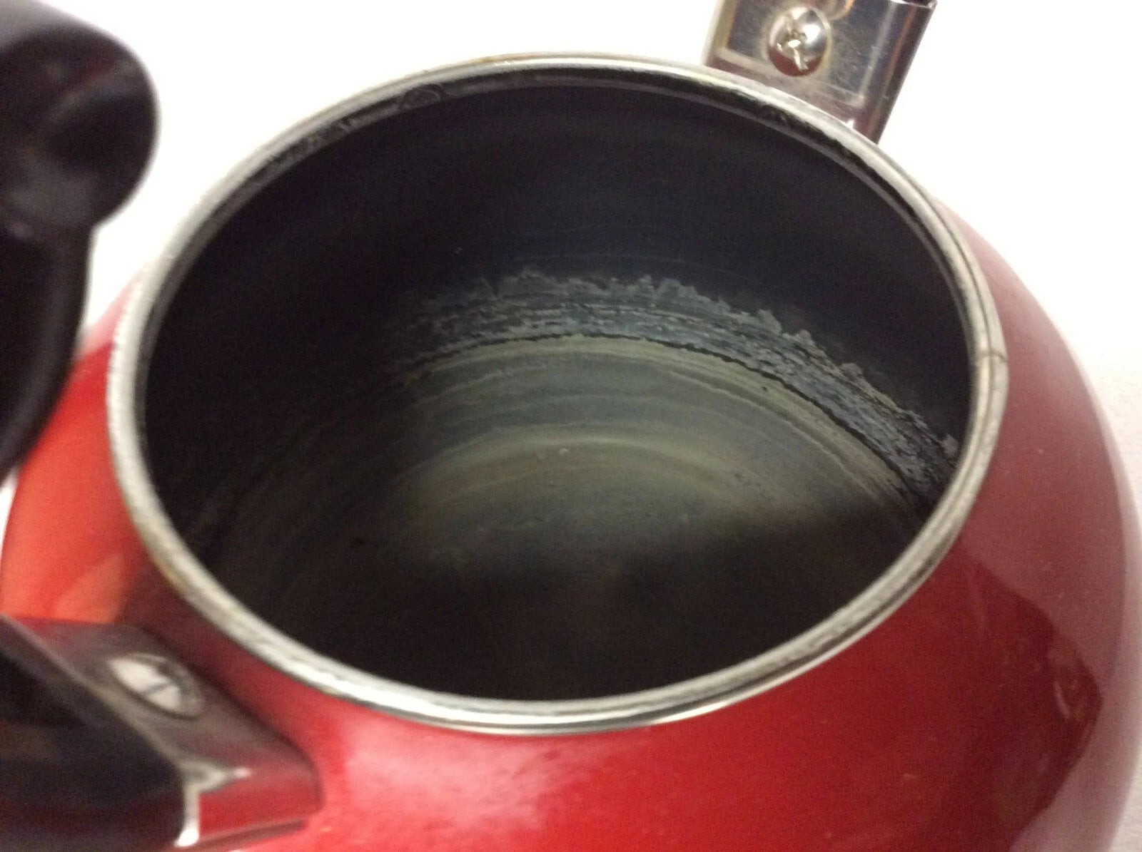 Vintage  Round Red Enamel Tea Kettle - USED