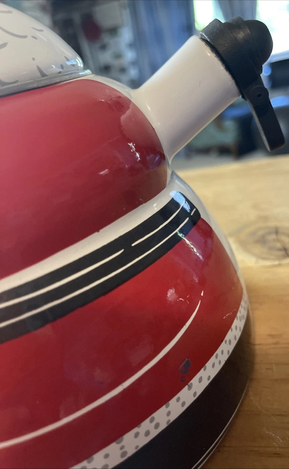 ROSCHO Jolly Santa Claus Enamel Whistling Tea Pot Kettle Holiday 3 Qt Christmas