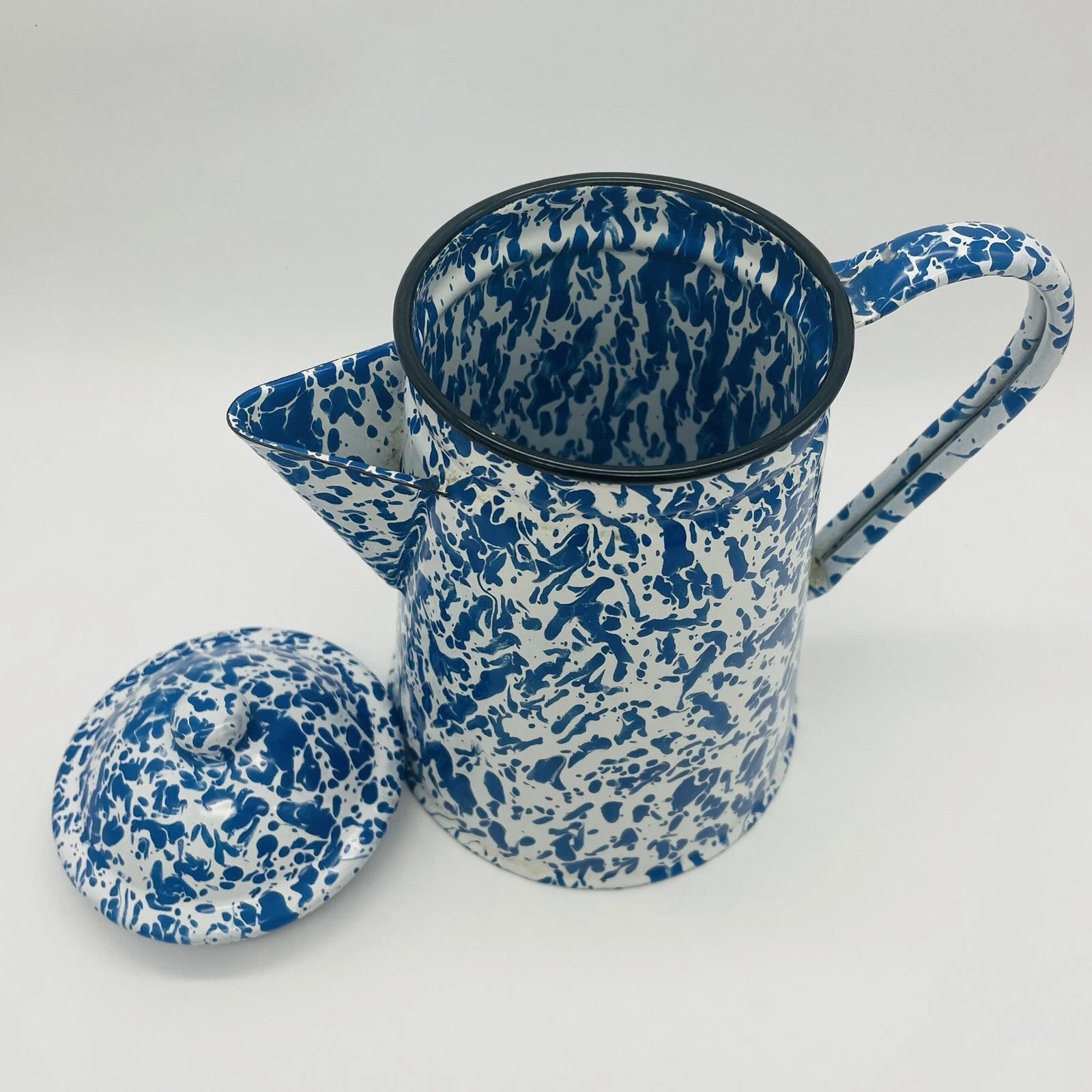 CGS International Inc. Fine Enamelware Blue white 8.5in Tea Pot 1986