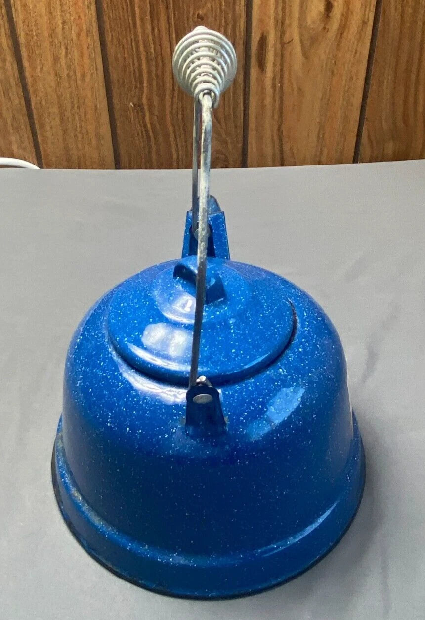 Vintage Cinsa Enamelware Blue Speckled Teapot Camping Country Kitchen Farm House