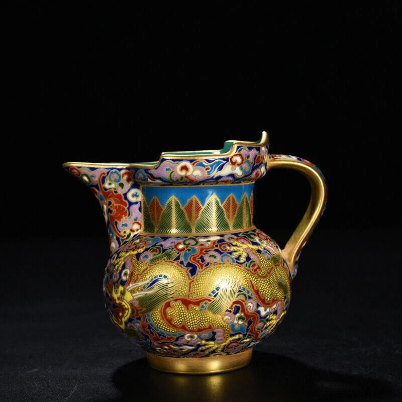 4.8" Chinese antique Qing Dynasty Qianlong Enamel Dragon pattern Monk hat pot