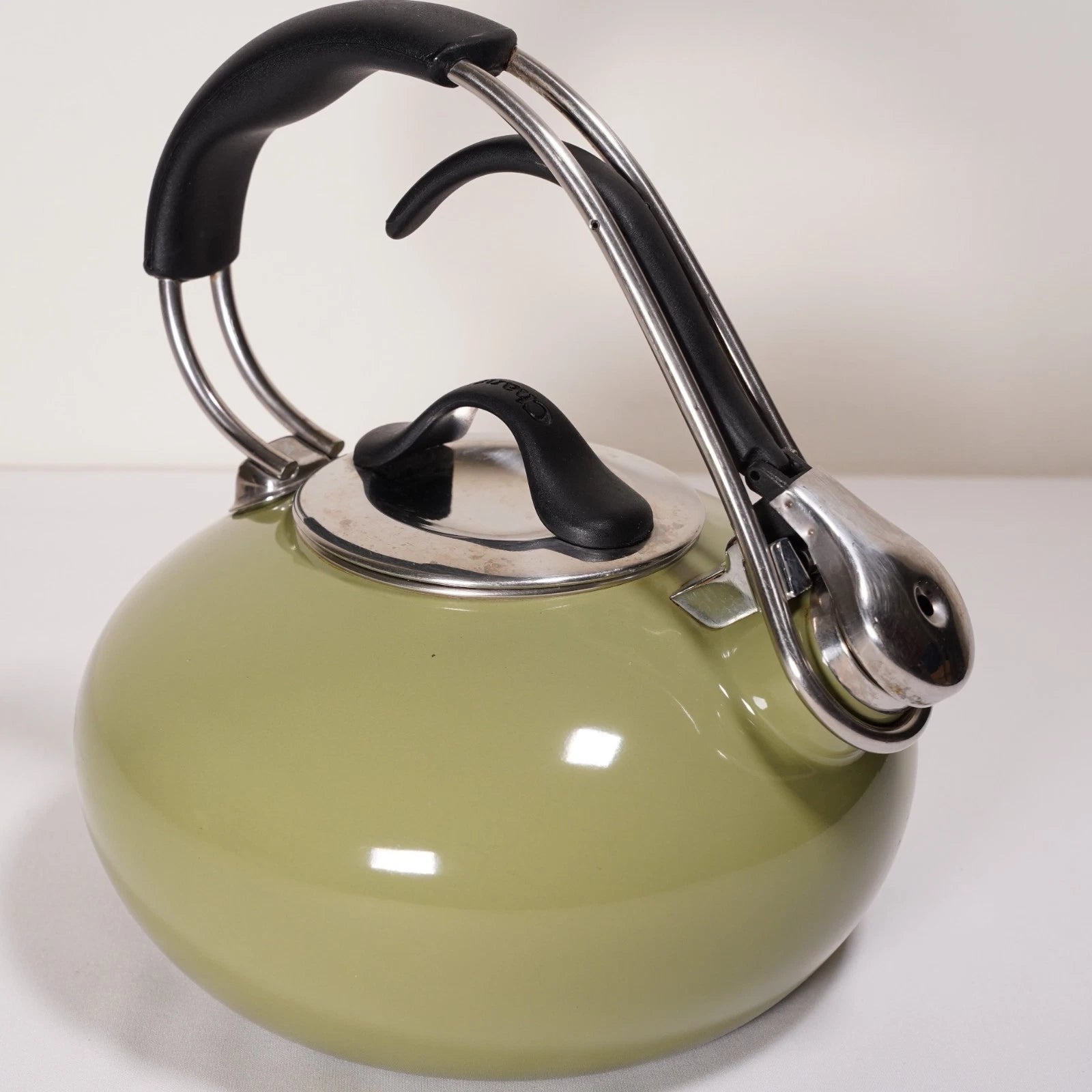 Chantal 2qt Tea Kettle Avocado Green Enamel On Steel MCM Vintage Style READ