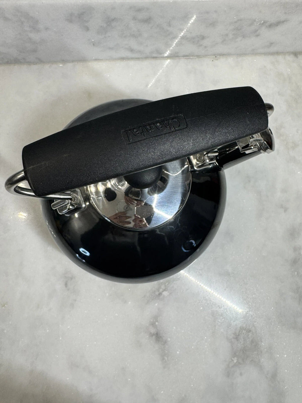 Chantal Whistling Tea Kettle Teapot Enamel Black Onyx With Black Handle