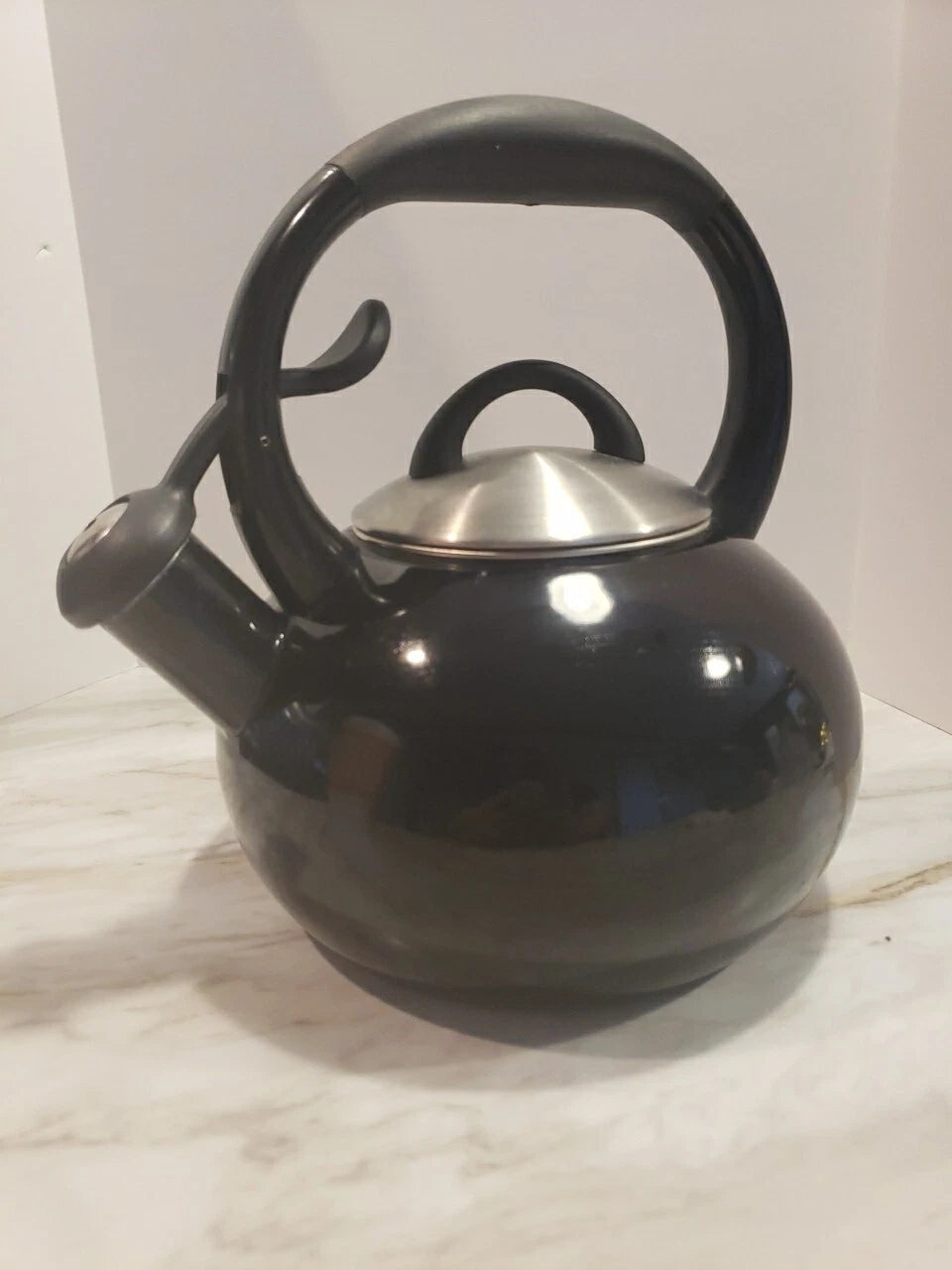 Vintage Enamel And Stainless Steel Whistling Tea Pot Kettle Made In  Thailand